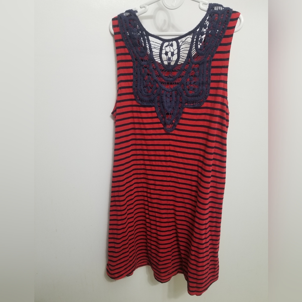 Lacy backed striped dress, tagless, please read - Picture 2 of 5